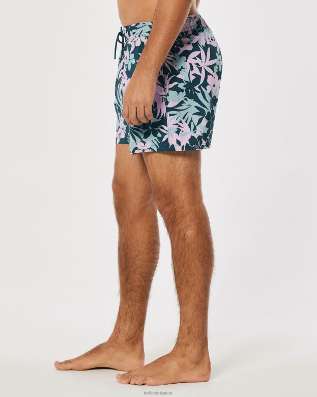 Bottoms Hollister Men Gilly Hicks Swim Trunks 5\\ 488201398 Dark Teal Floral